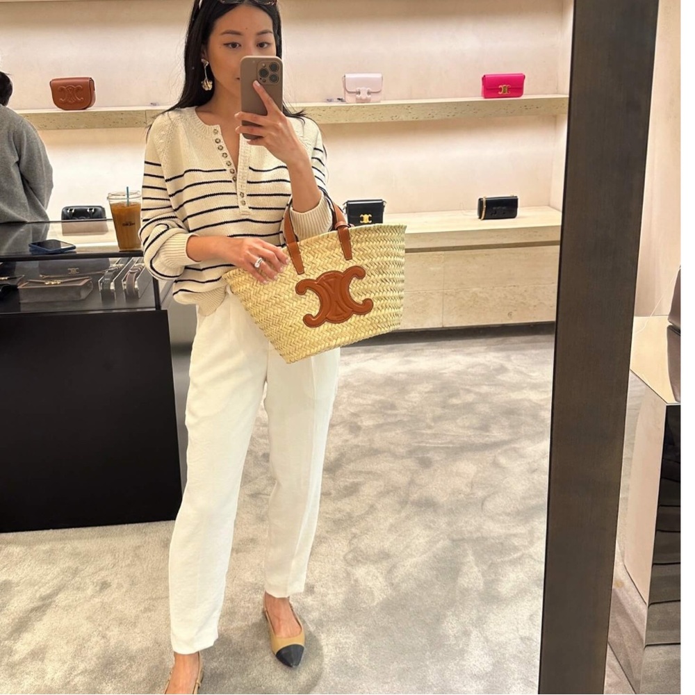 CELINE TEEN CLASSIC PANIER IN PALM LEAVES AND CALFSKIN - Picture 12 of 15